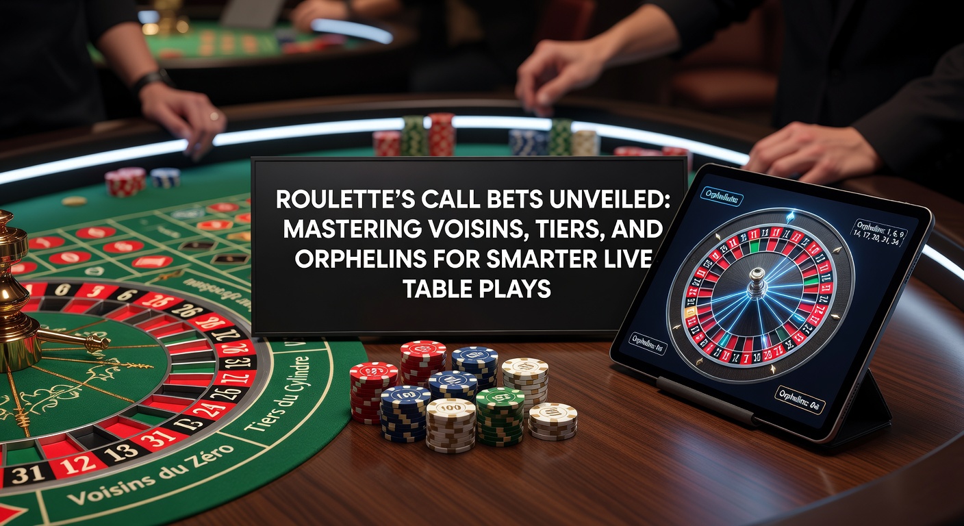 Roulette-Tisch mit markierten Call-Bet-Bereichen wie Voisins, Tiers und Orphelins, die die benachbarten Zahlen auf dem Rad hervorheben