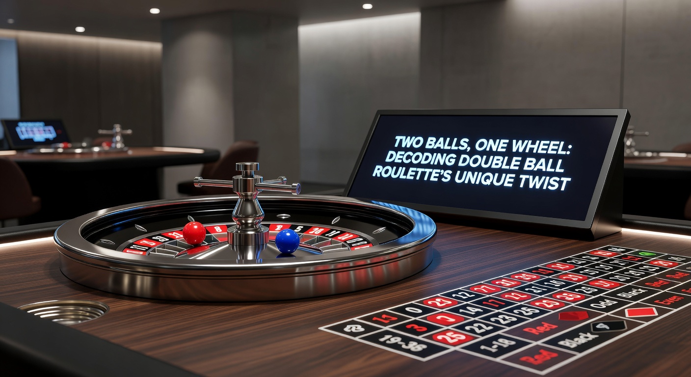 Nahaufnahme eines Double Ball Roulette-Tisches mit Auszahlungstabelle, die hohe Multiplikatoren für beide Bälle hervorhebt